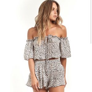 Leopard Print Off-the-Shoulder Crop Top